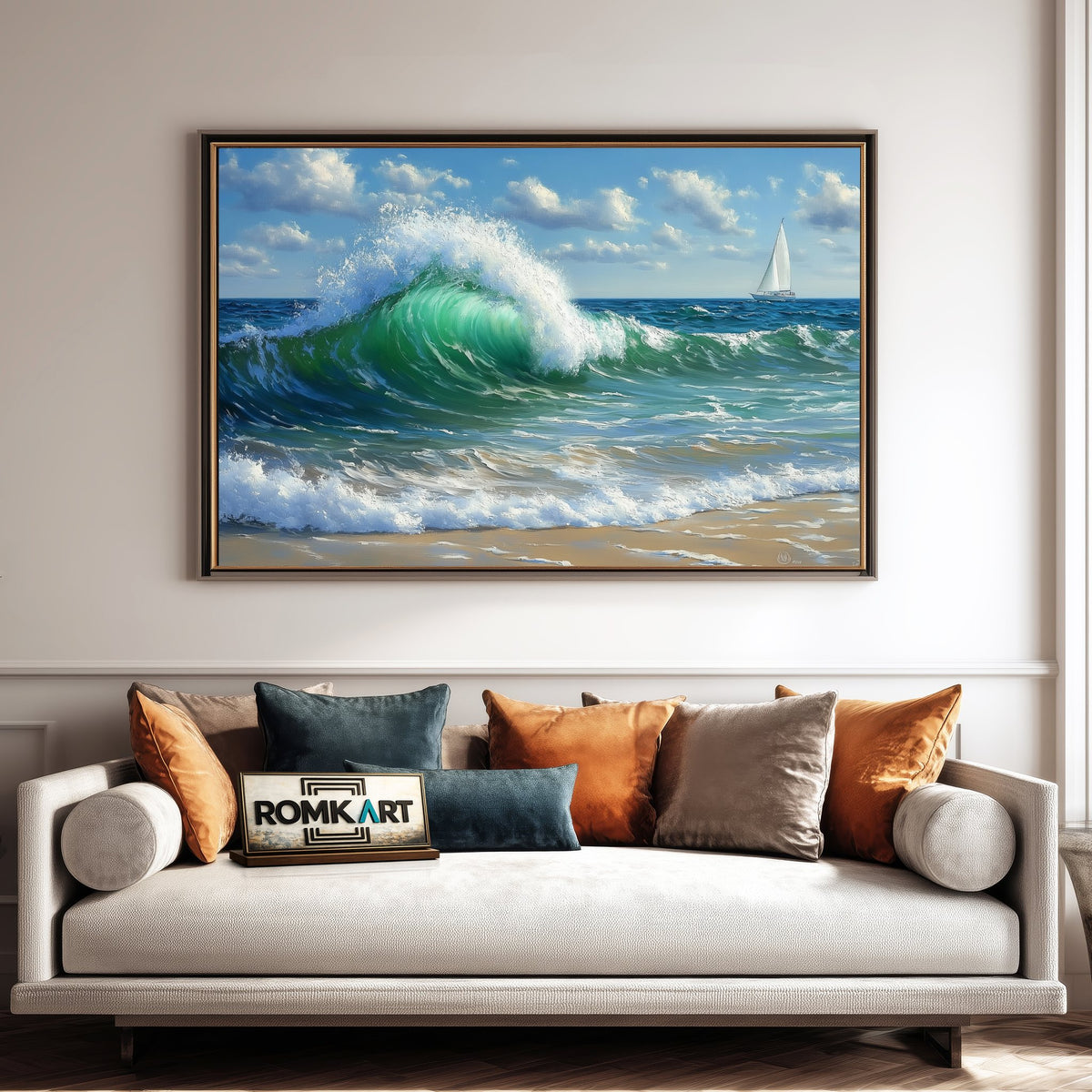 Powerful Ocean Wave Seascape Oil Painting - image 4
