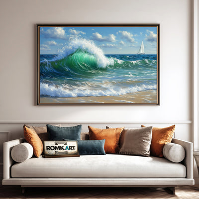 Powerful Ocean Wave Seascape Oil Painting - image 4