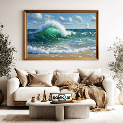 Powerful Ocean Wave Seascape Oil Painting - image 5