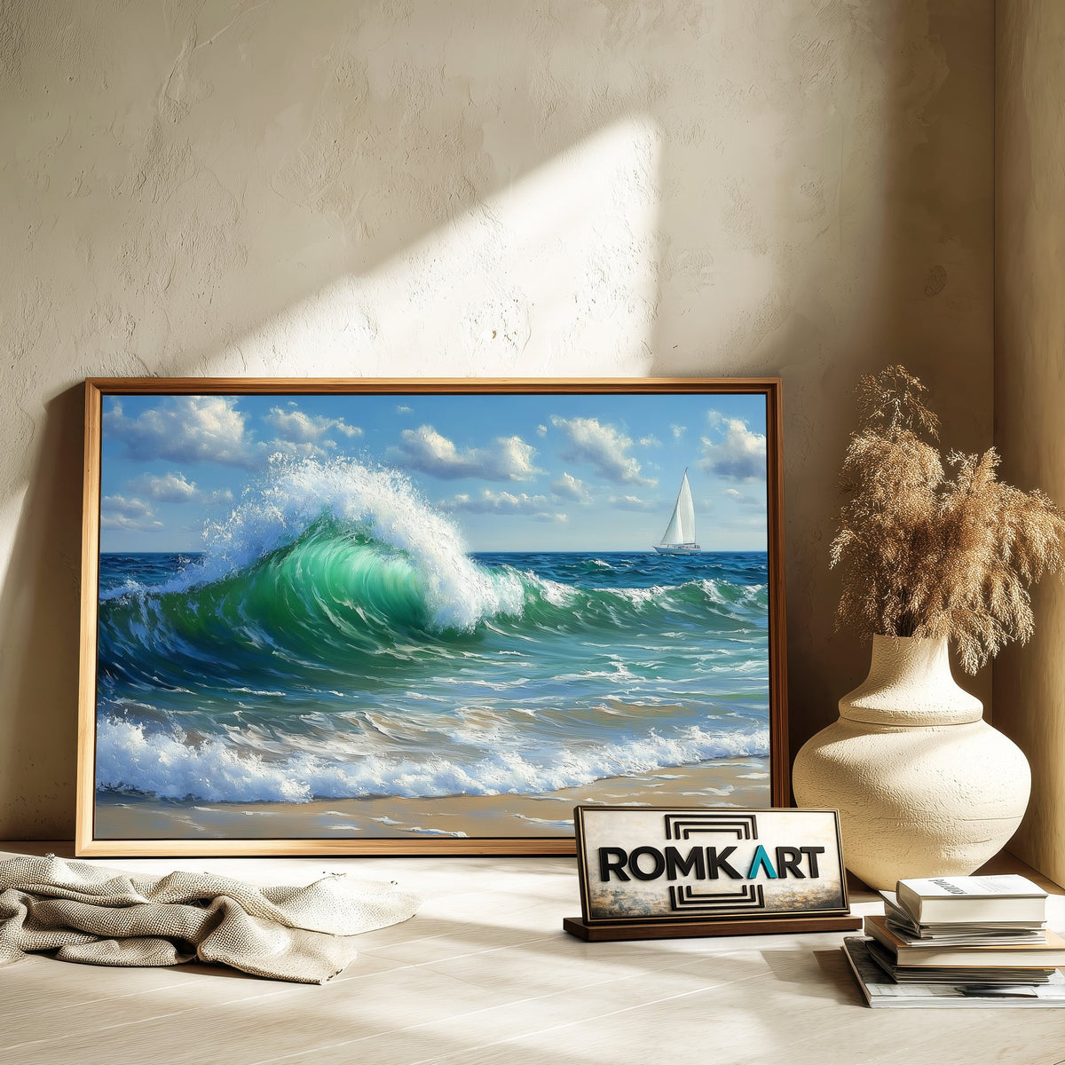 Powerful Ocean Wave Seascape Oil Painting - image 6