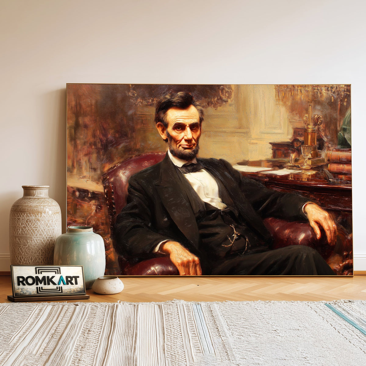 President Abraham Lincoln Presidential Portrait Oil Painting - image 3