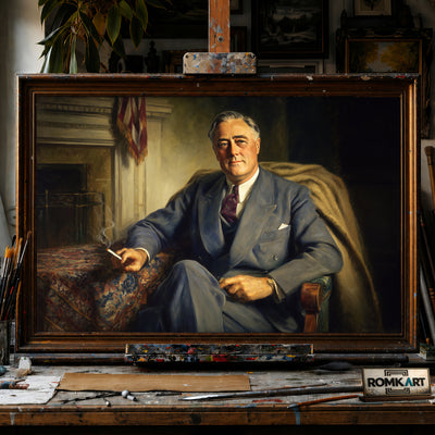 President Franklin D. Roosevelt hand-painted oil painting on canvas