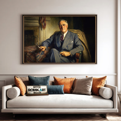 President Franklin D. Roosevelt Presidential Portrait Oil Painting - image 4
