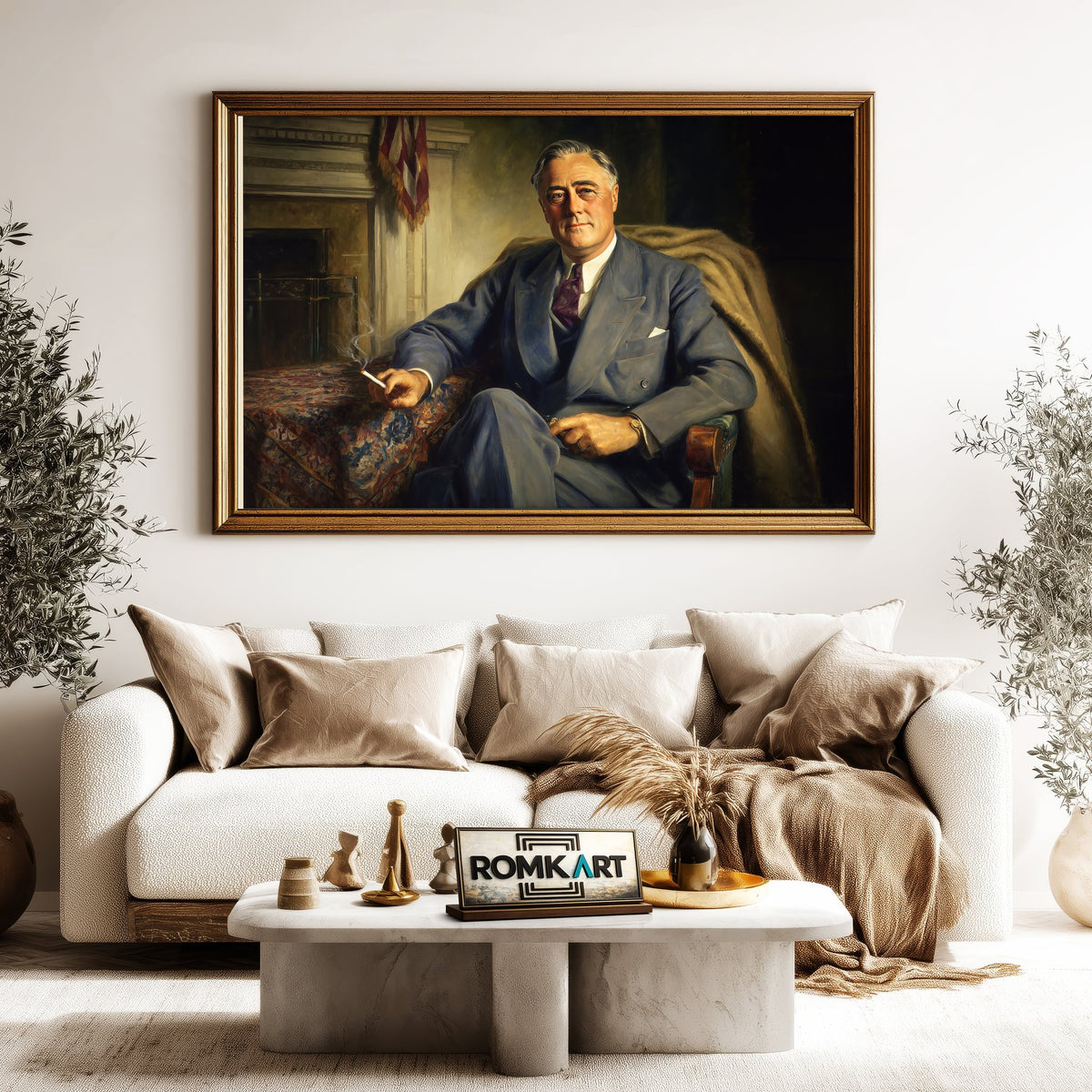 President Franklin D. Roosevelt Presidential Portrait Oil Painting - image 5