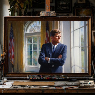 President John F. Kennedy hand-painted oil painting on canvas