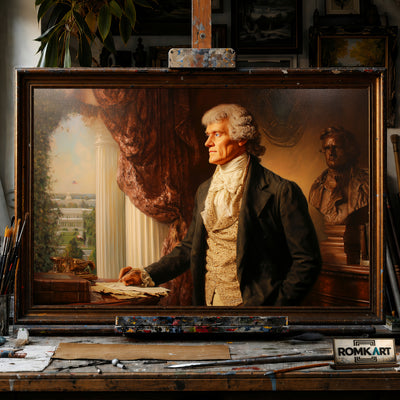 President Thomas Jefferson hand-painted oil painting on canvas