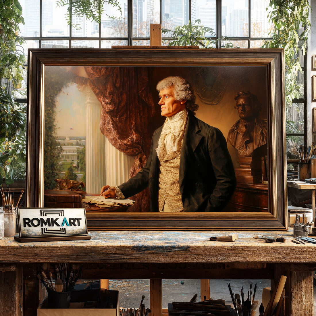 President Thomas Jefferson hand-painted oil painting on canvas
