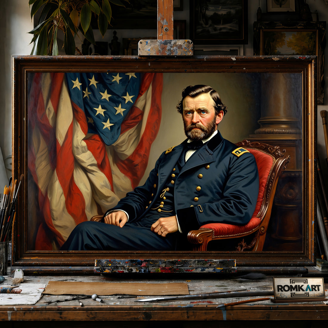 President Ulysses S Grant hand-painted oil painting on canvas