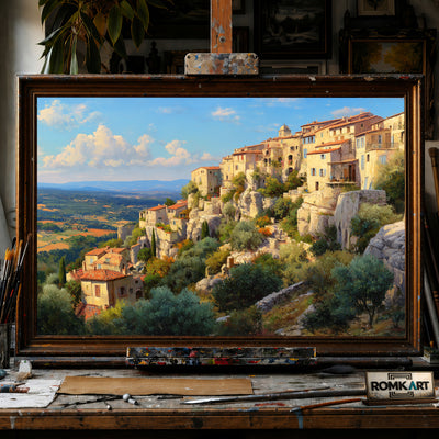 Provence Hillside Village hand-painted oil painting on canvas