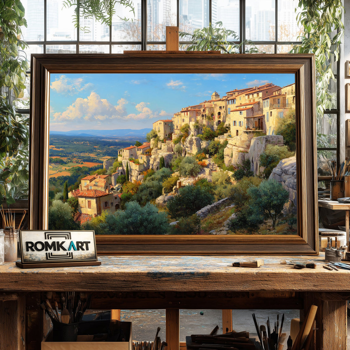 Provence Hillside Village Countryside Oil Painting - image 2