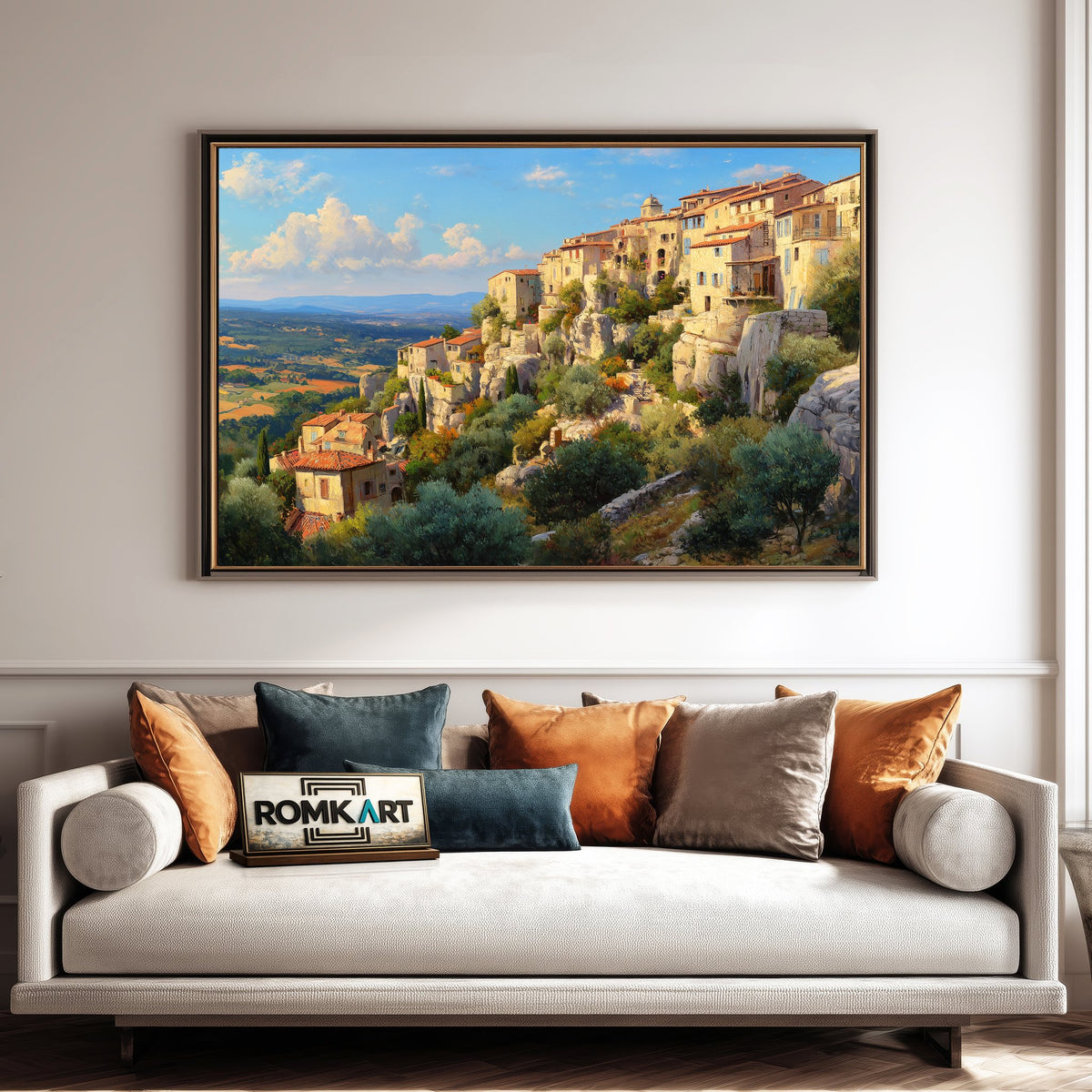 Provence Hillside Village Countryside Oil Painting - image 4