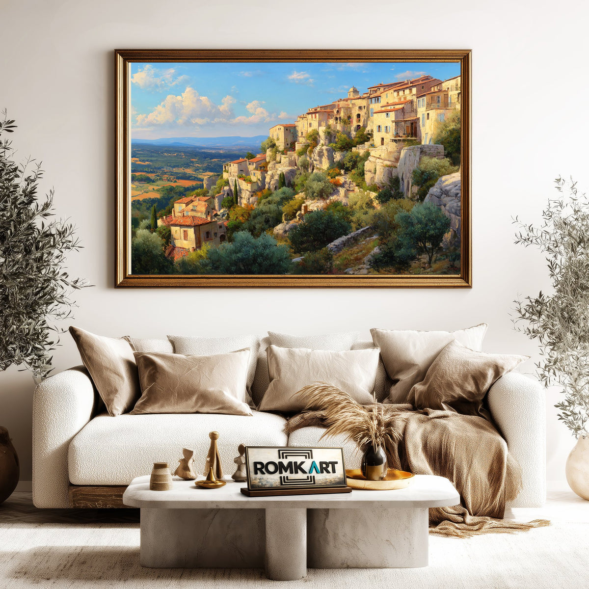 Provence Hillside Village Countryside Oil Painting - image 5