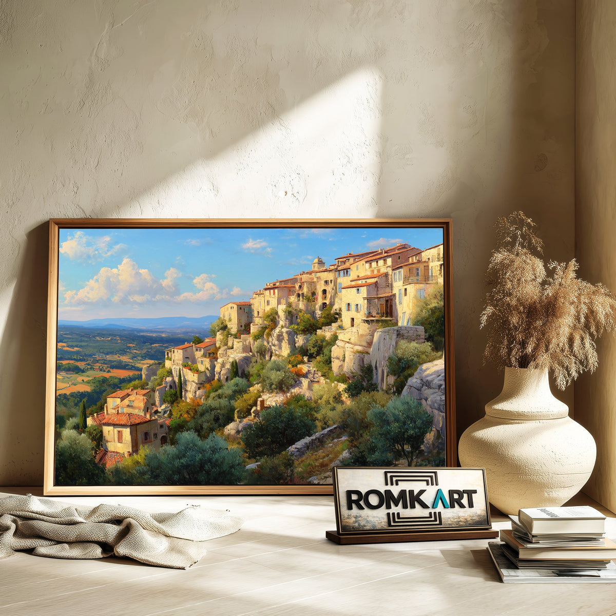 Provence Hillside Village Countryside Oil Painting - image 6