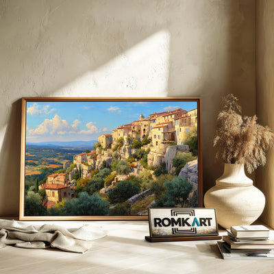 Provence Hillside Village Countryside Oil Painting - image 6