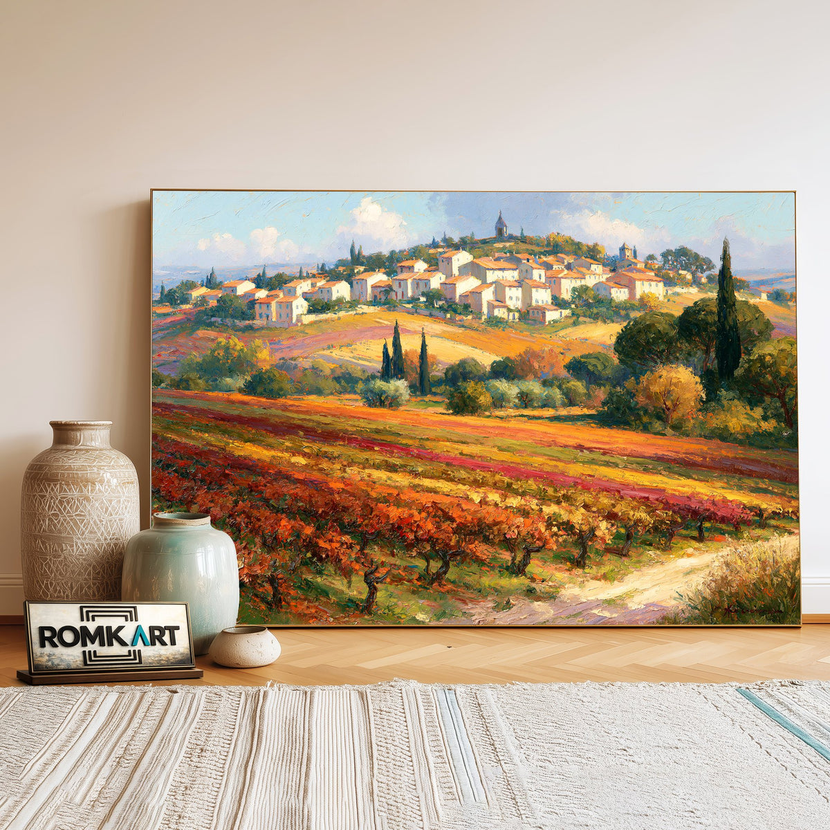 Provence Vineyard Countryside Oil Painting - image 3
