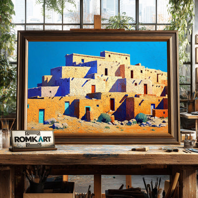 Pueblo Town Oil Painting - image 2