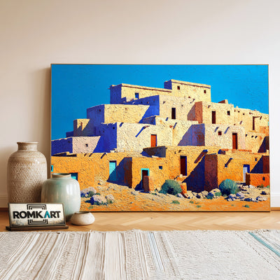 Pueblo Town Oil Painting - image 3