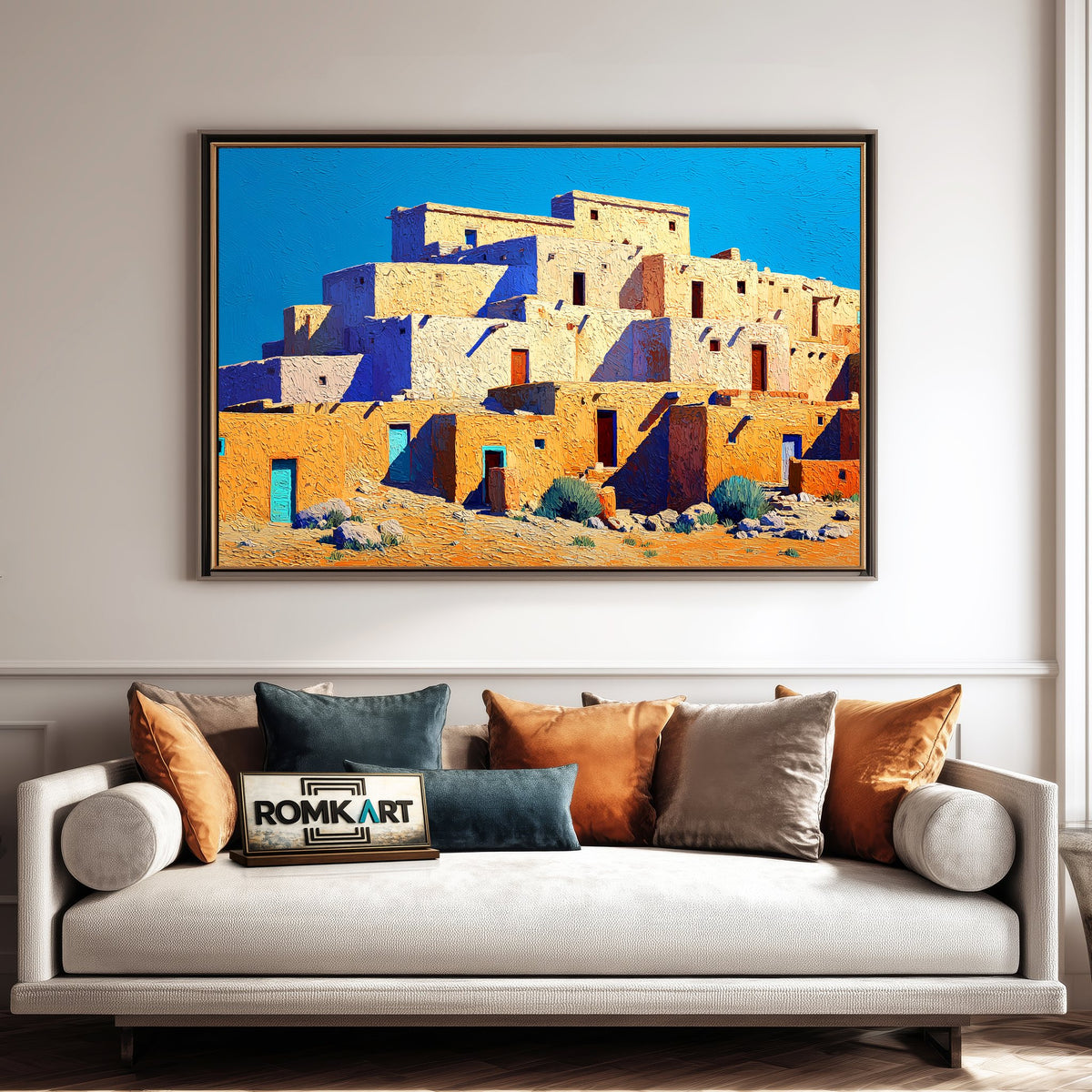 Pueblo Town Oil Painting - image 4