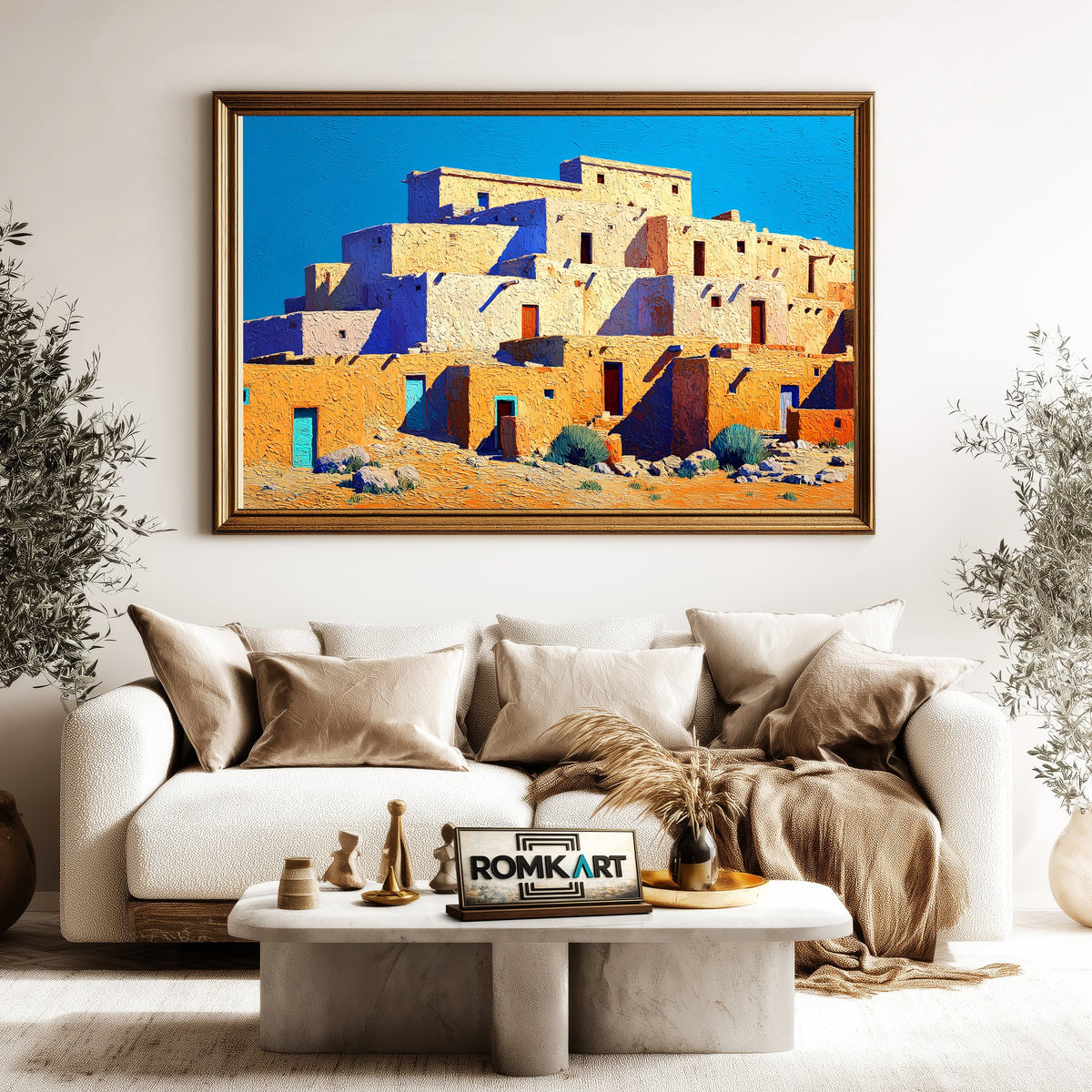 Pueblo Town Oil Painting - image 5