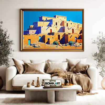Pueblo Town Oil Painting - image 5
