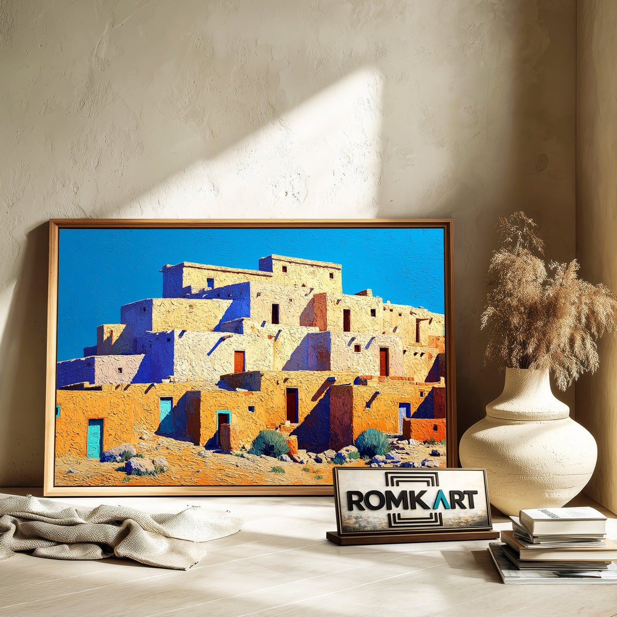 Pueblo Town Oil Painting - image 6