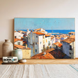 Quaint Coastal Village Oil Painting - image 3