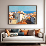 Quaint Coastal Village Oil Painting - image 4