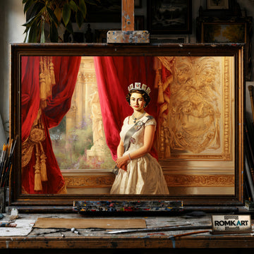 Queen Elizabeth II Royal hand-painted oil painting on canvas