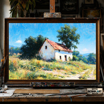 Quiet Abandoned Country House - Hand-Painted Oil Painting - View 1