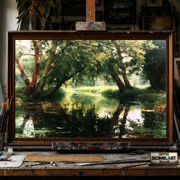 Quiet Backwater Landscape - Hand-Painted Oil Painting - View 1