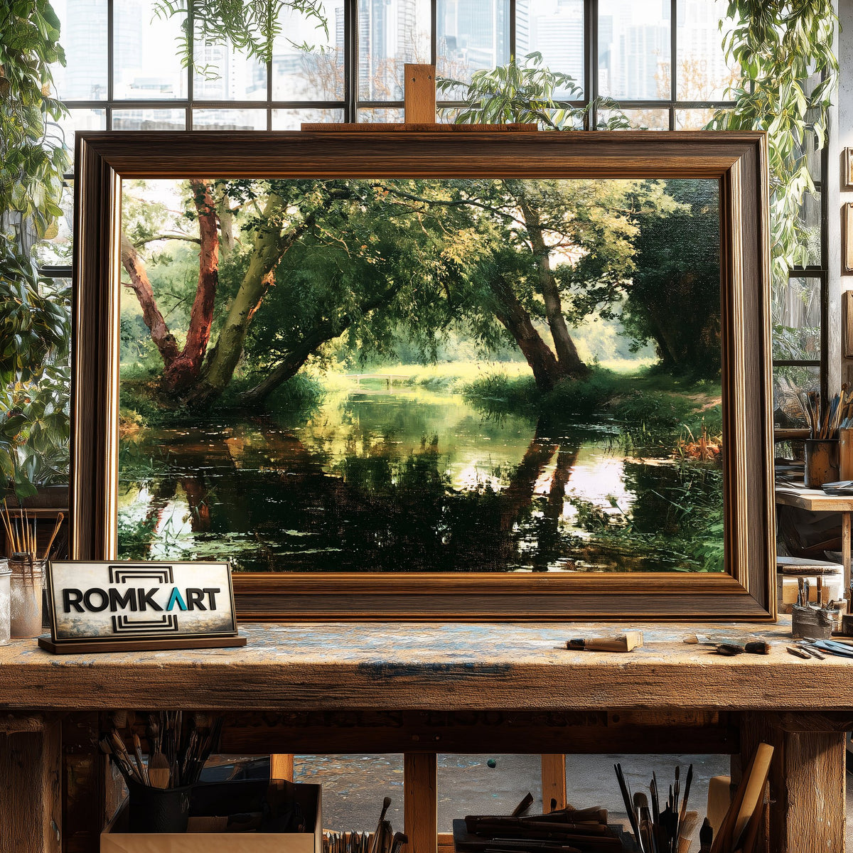 Quiet Backwater Landscape Oil Painting - image 2