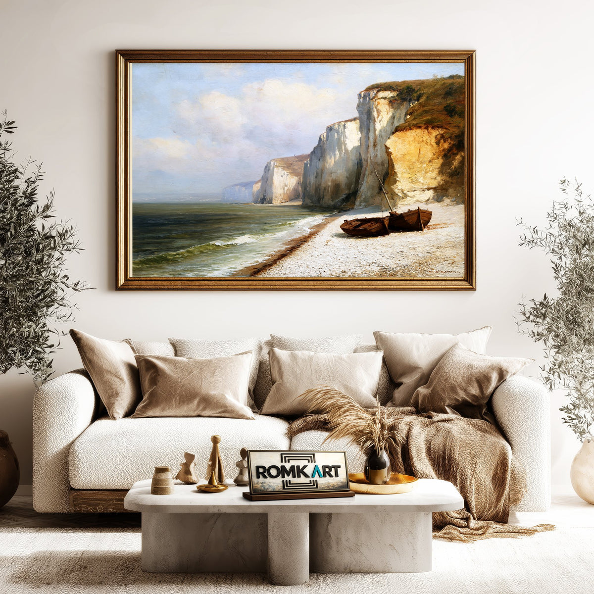 Quiet Coastal Bay With Chalk Cliffs Oil Painting - image 5