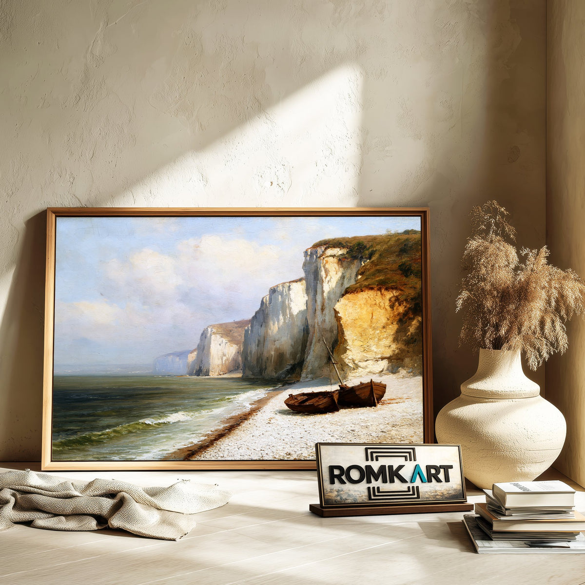 Quiet Coastal Bay With Chalk Cliffs Oil Painting - image 6