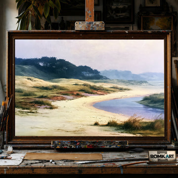 Quiet Coastal Landscape - Hand-Painted Oil Painting - View 1