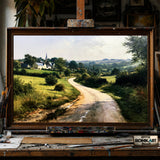 Quiet Country Road in Normandy - Hand-Painted Oil Painting - View 1