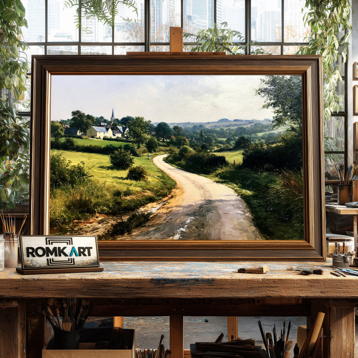 Quiet Country Road In Normandy Oil Painting - image 2