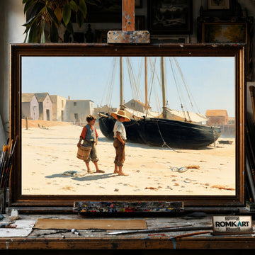 Quiet Harbor - Hand-Painted Oil Painting - View 1