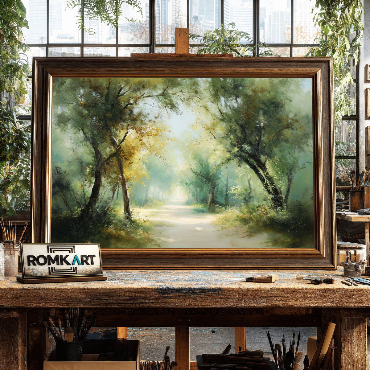 Quiet Pathway Forest Oil Painting - image 2