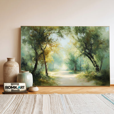 Quiet Pathway Forest Oil Painting - image 3