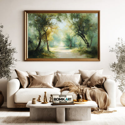 Quiet Pathway Forest Oil Painting - image 5