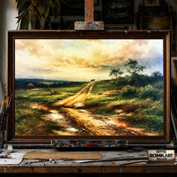 Quiet Rural Road - Hand-Painted Oil Painting - View 1