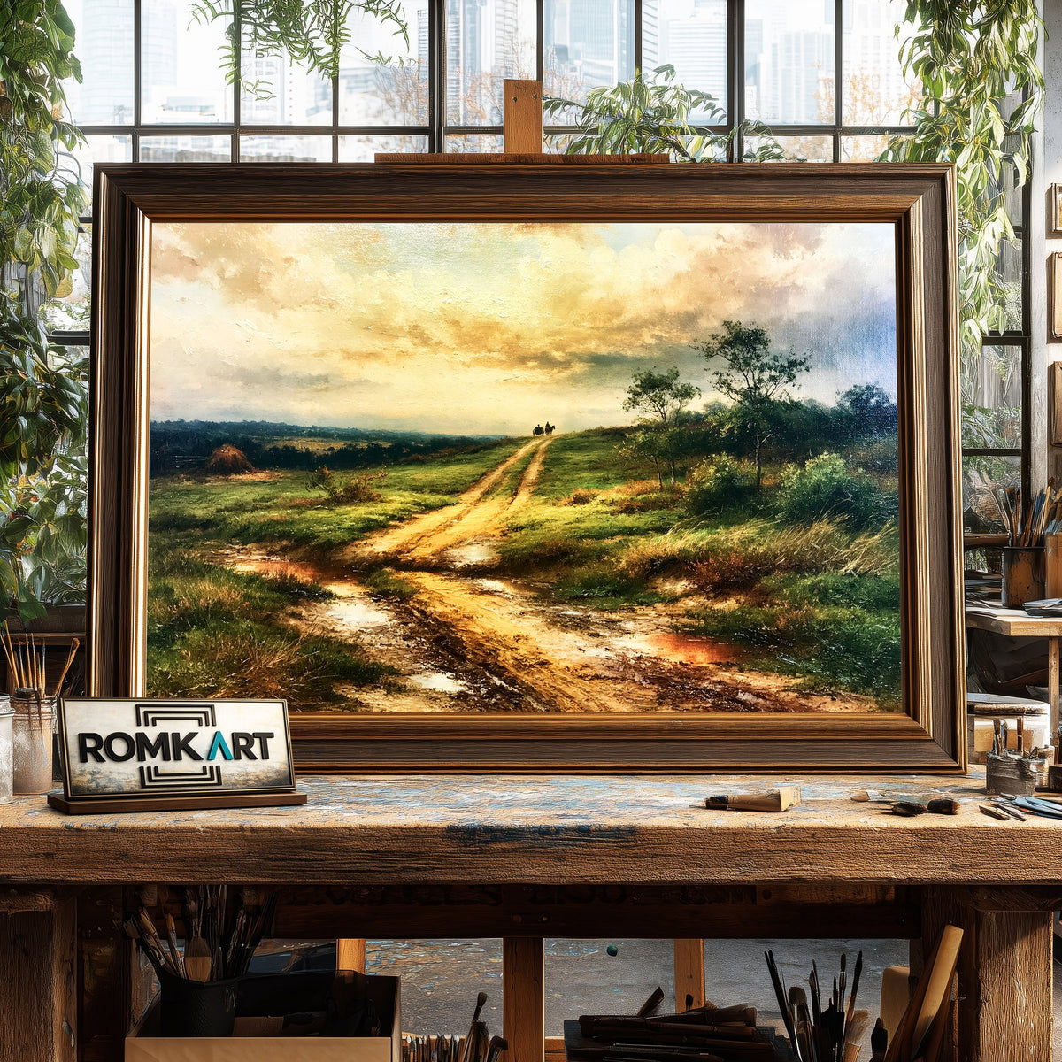Quiet Rural Road Oil Painting - image 2