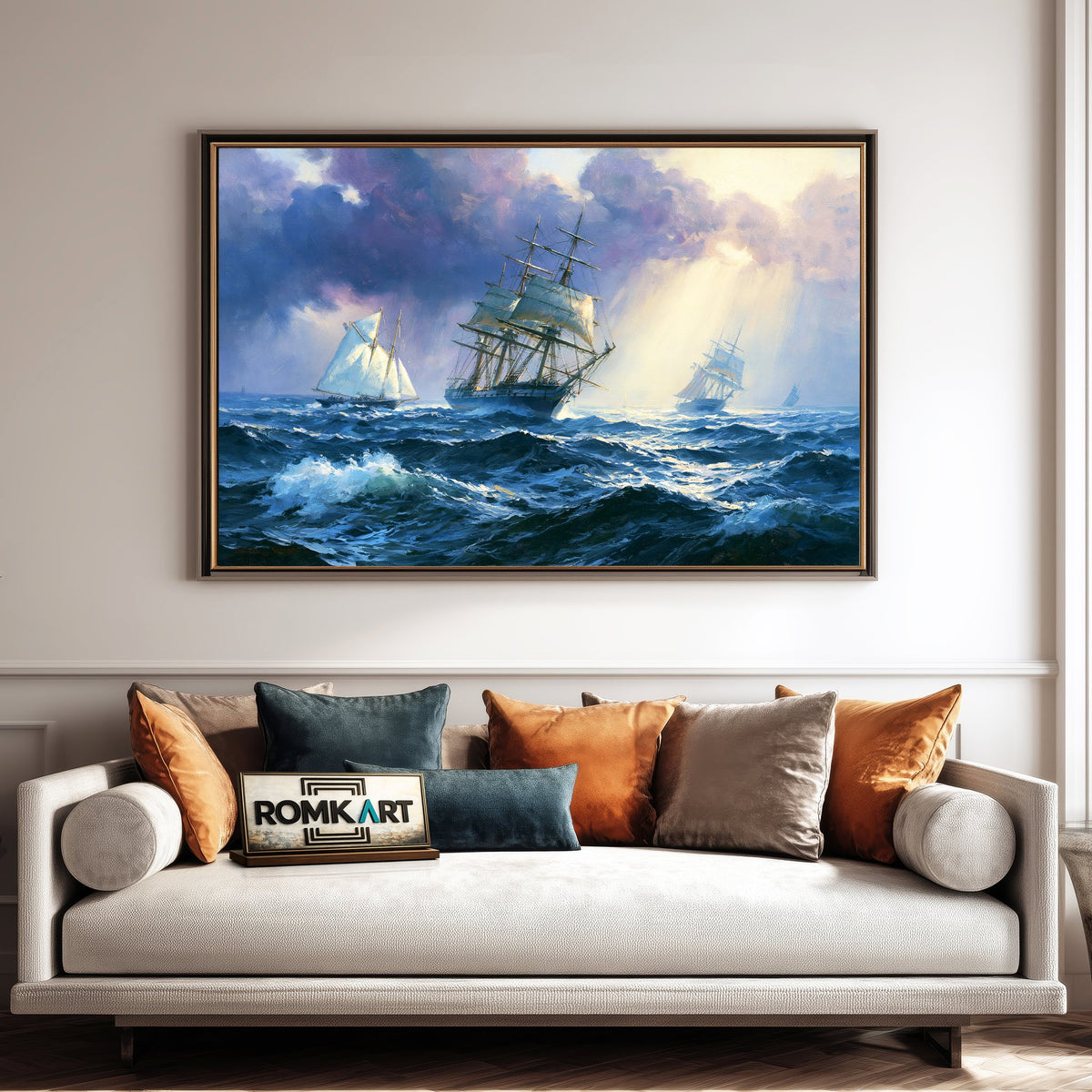 Racing Sailing Vessels On A Windy Day Oil Painting - image 4