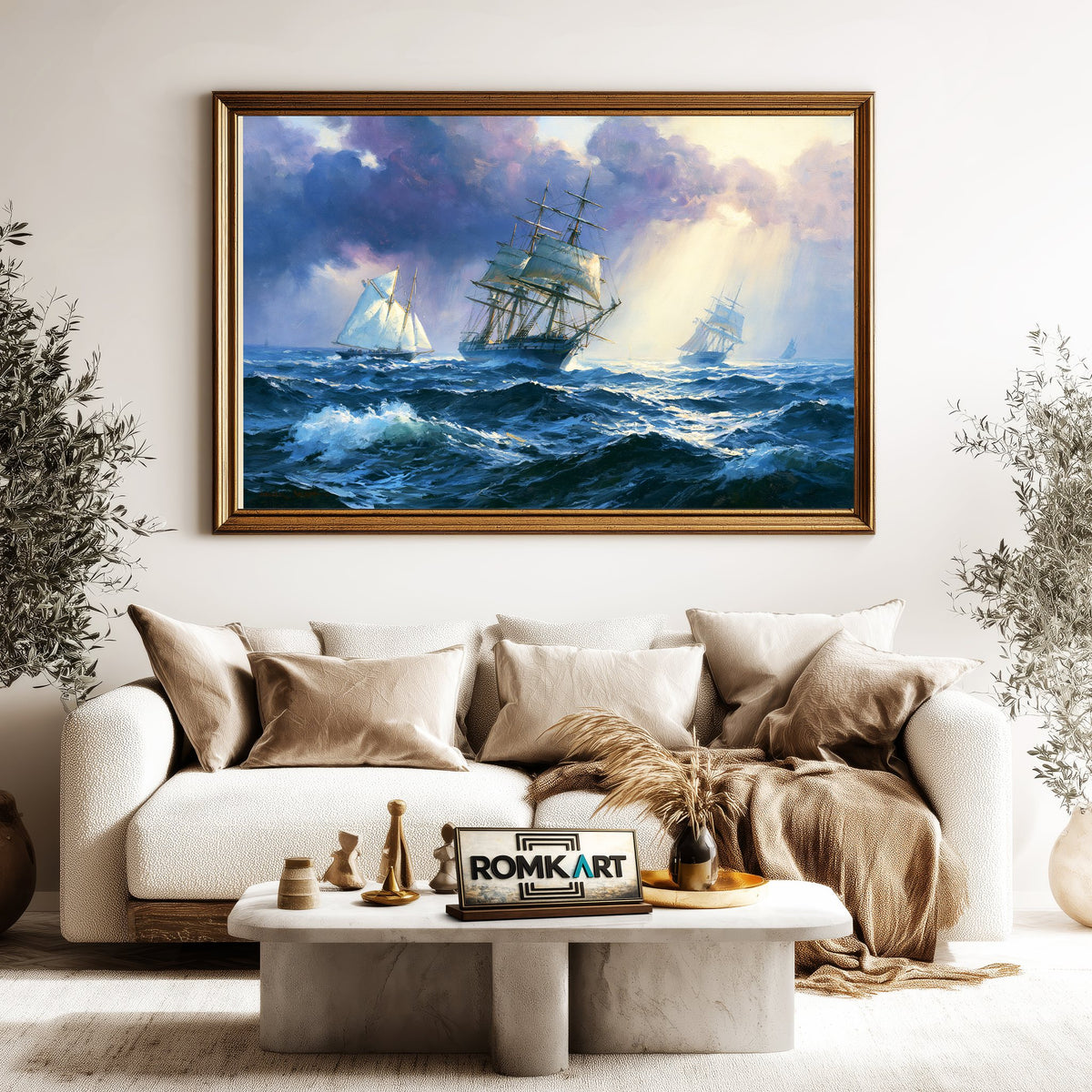 Racing Sailing Vessels On A Windy Day Oil Painting - image 5