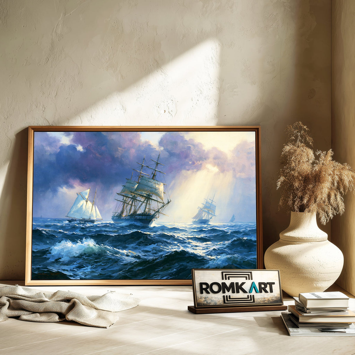 Racing Sailing Vessels On A Windy Day Oil Painting - image 6