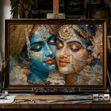 Radha and Krishna hand-painted oil painting on canvas