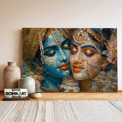 Radha and Krishna Hindu Oil Painting - image 3