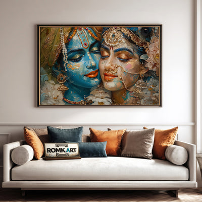 Radha and Krishna Hindu Oil Painting - image 4