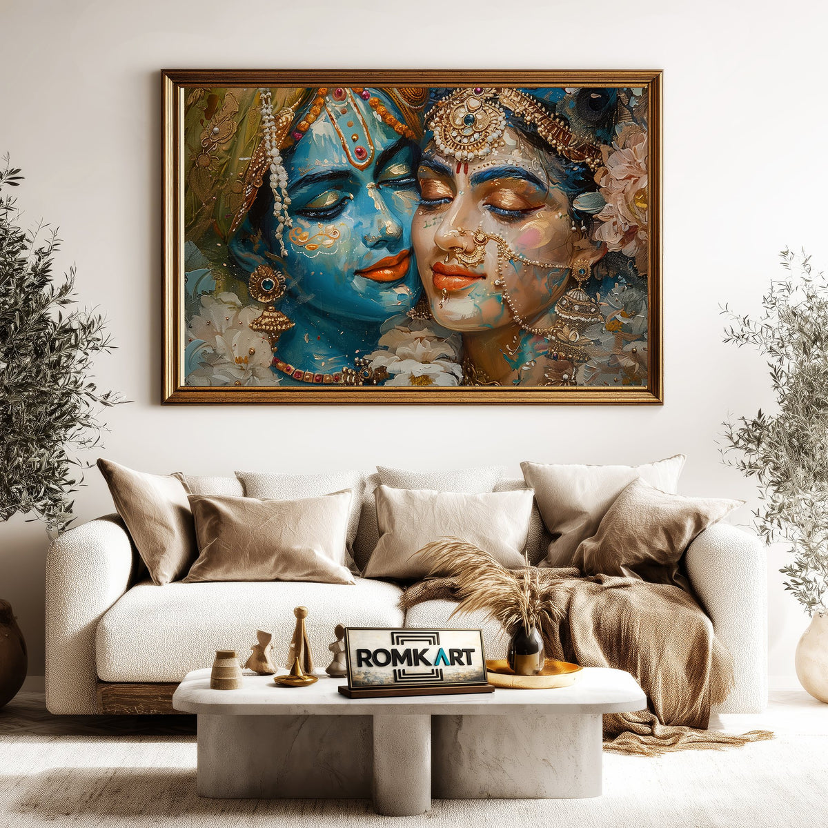 Radha and Krishna Hindu Oil Painting - image 5