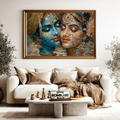 Radha and Krishna Hindu Oil Painting - image 5
